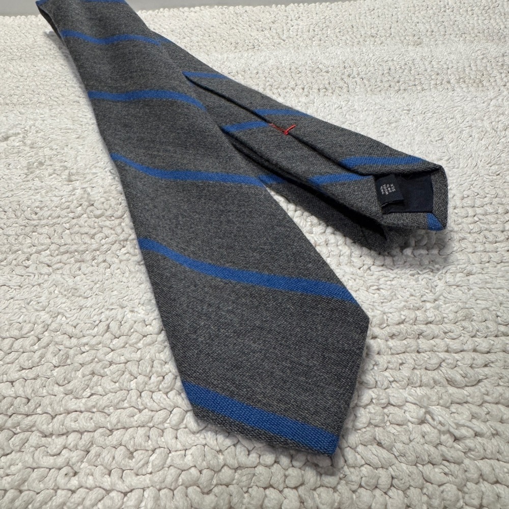 J Crew Tie Mens Gray Blue Diagonal Stripe Wool Silk Preppy Academic Professional